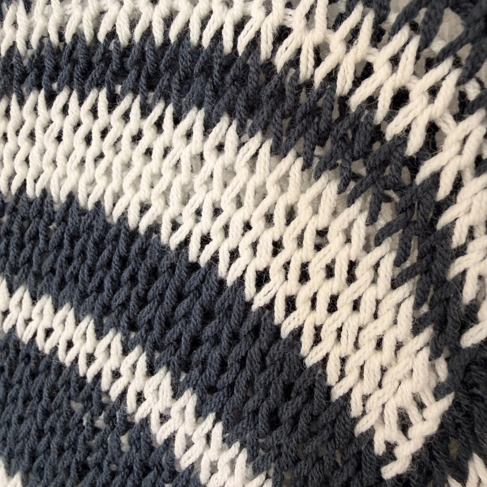 Wooden Ships Coastal Striped Beachy Open Front Cardigan Sweater M/L Navy Stripe‎ - Picture 10 of 12